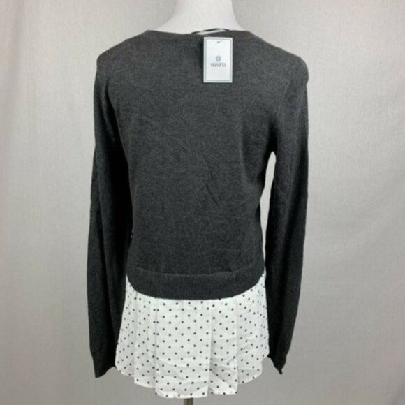 Susina mixed media long sleeve gray dot sweater - Picture 4 of 7
